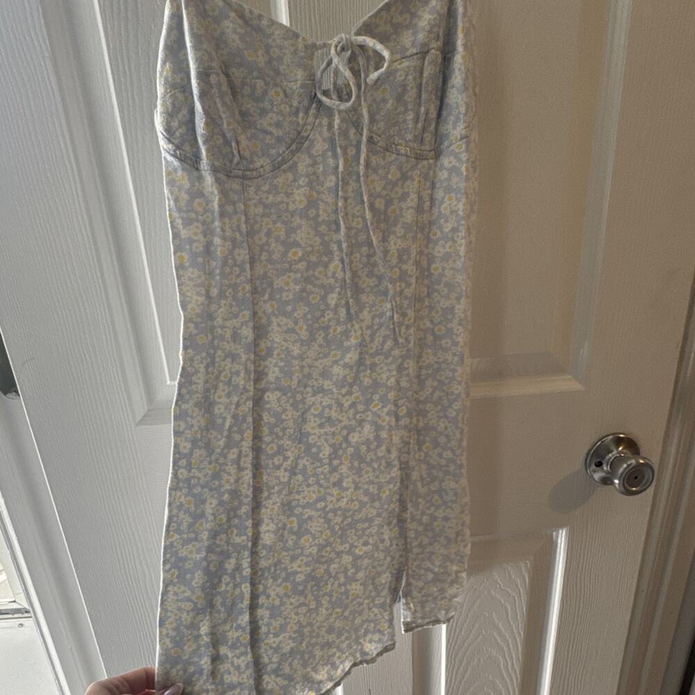 Aéropostale Blue Yellow White Floral Sweetheart Smocked Romper Women's Regular S